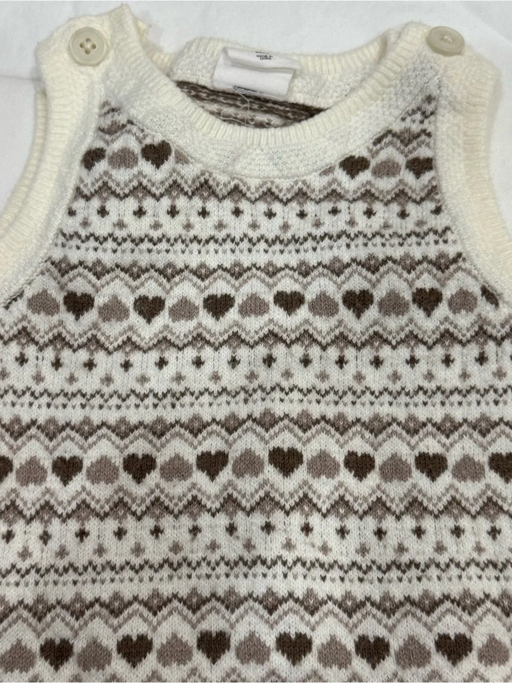 GAP Cream and Brown Fair Isle Knit one piece